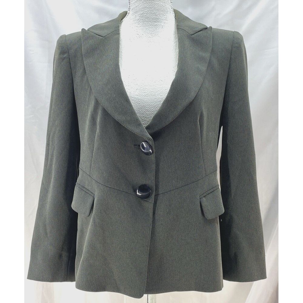 Giorgio Armani Blazer Jacket Womens Size 44 Black‎ Label Textured Gray 2 Button